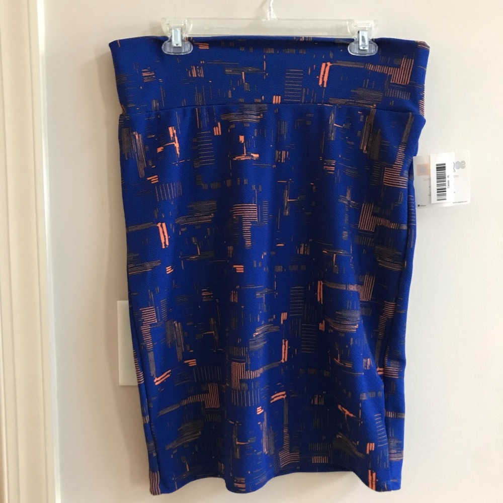 LuLaRoe Vibrant Blue and Orange Pencil Skirt